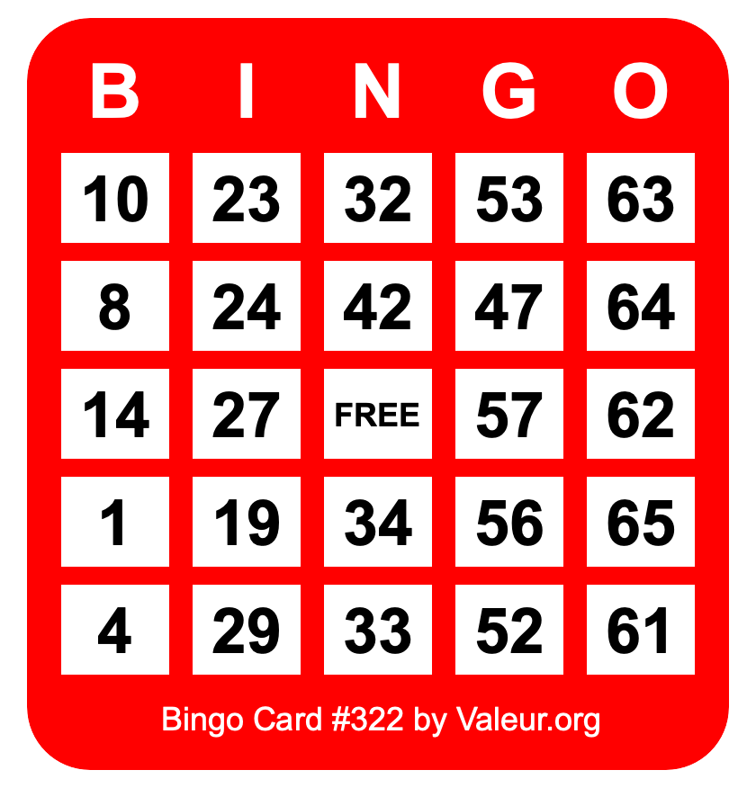 Bingo Card #322