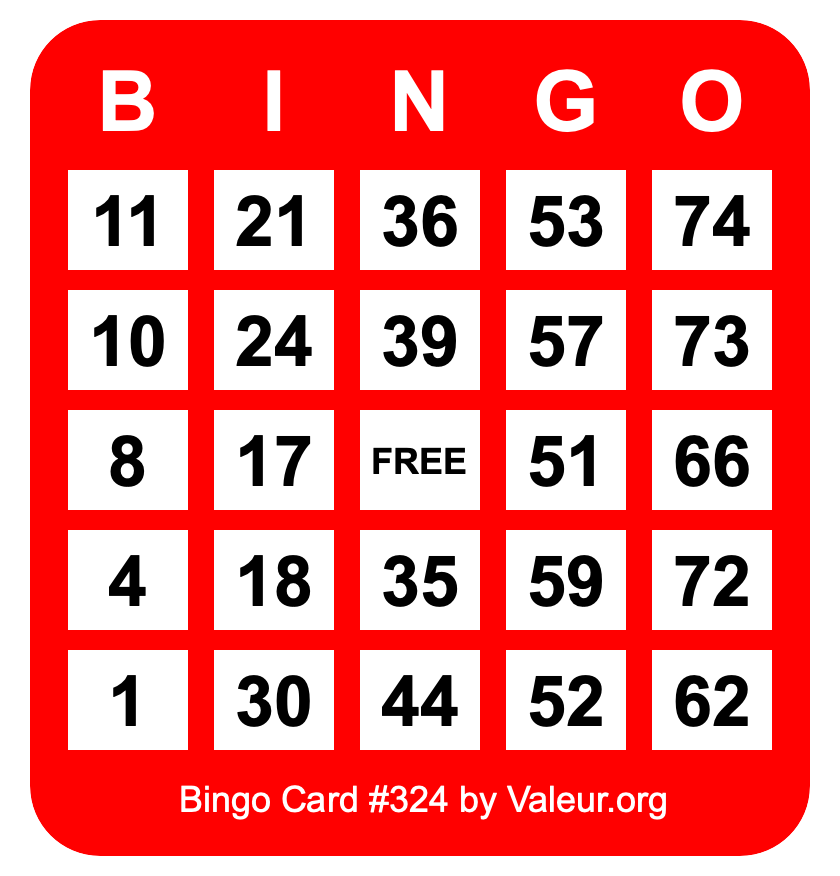 Bingo Card #324