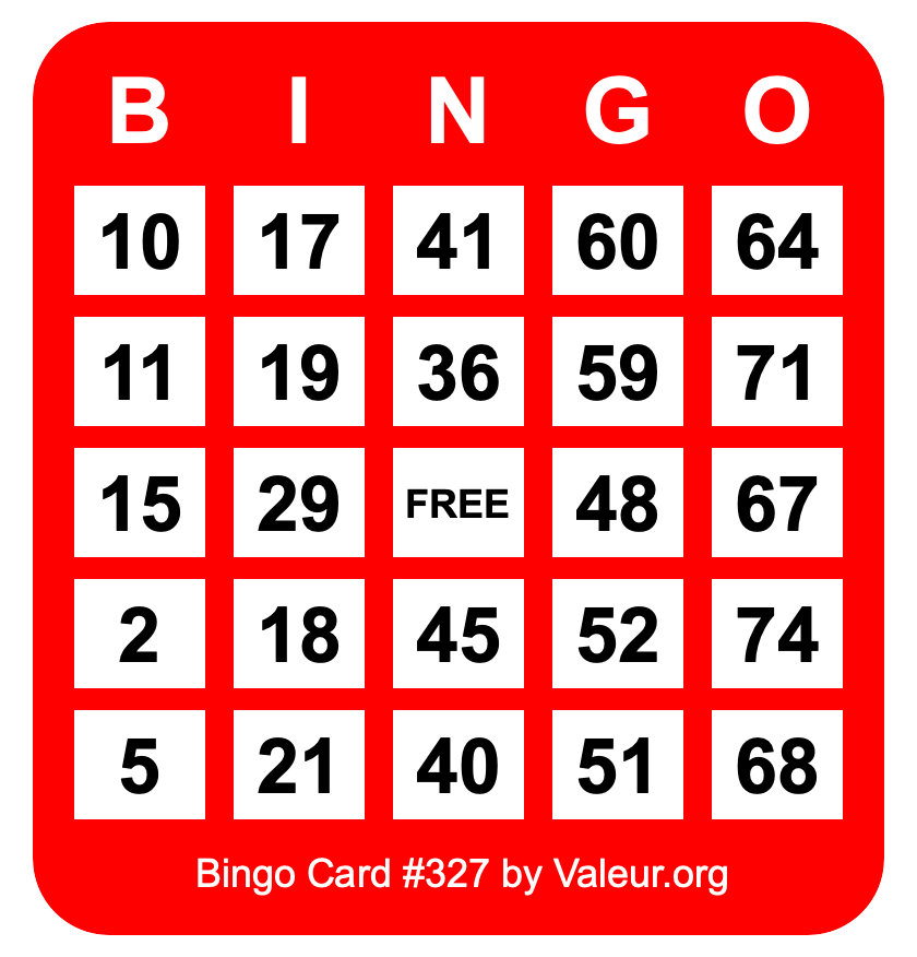 Bingo Card #327