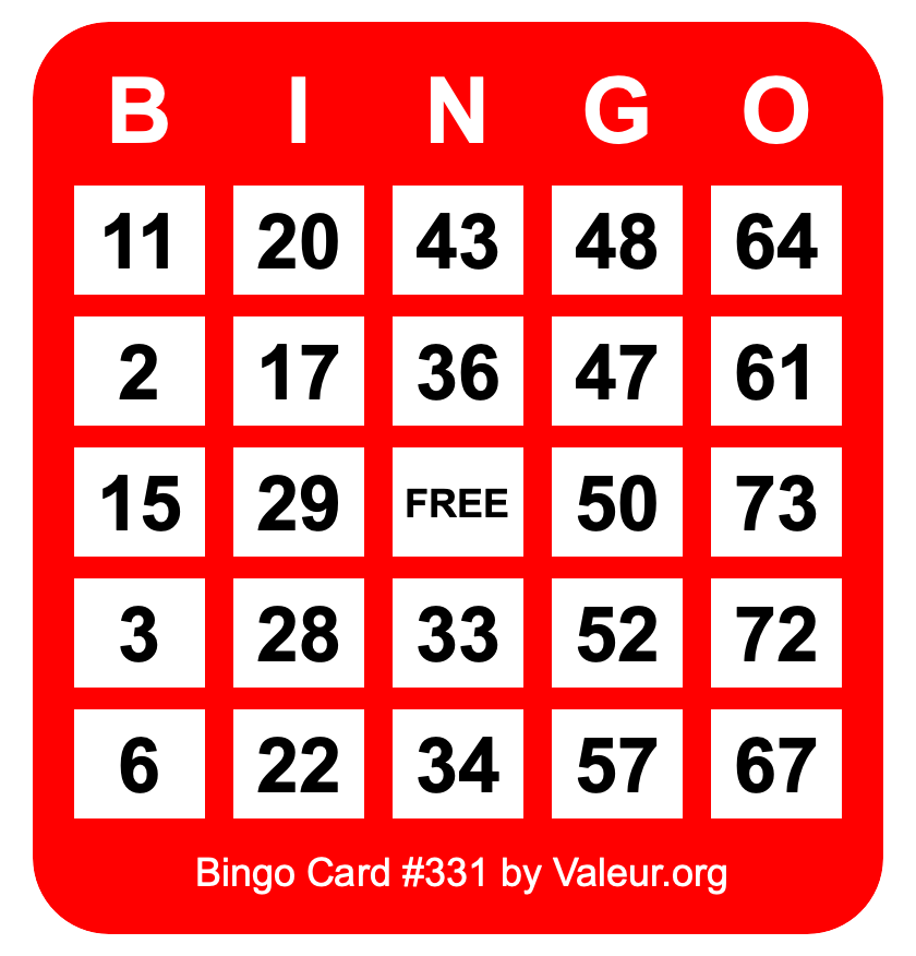 Bingo Card #331