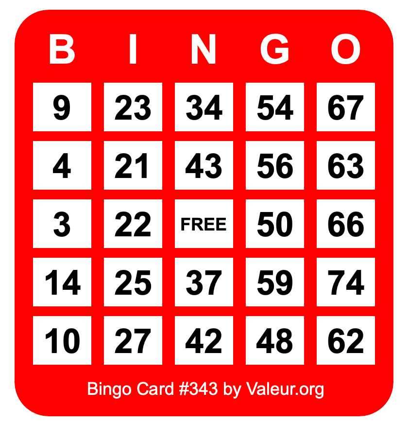 Bingo Card #343