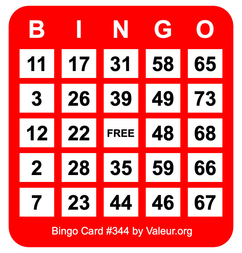 Bingo Card #344
