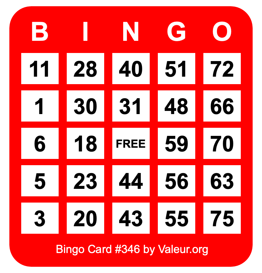 Bingo Card #346