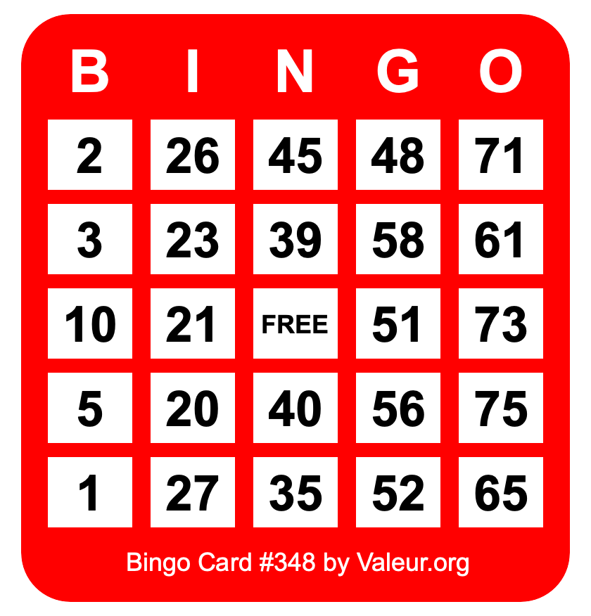 Bingo Card #348