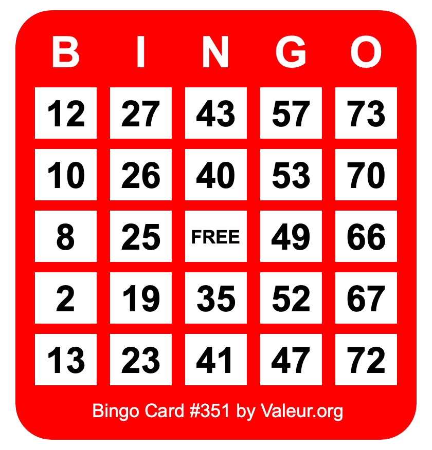 Bingo Card #351