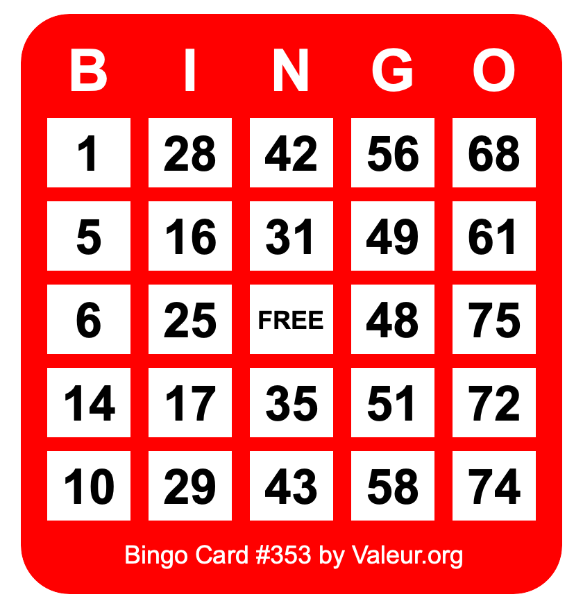 Bingo Card #353