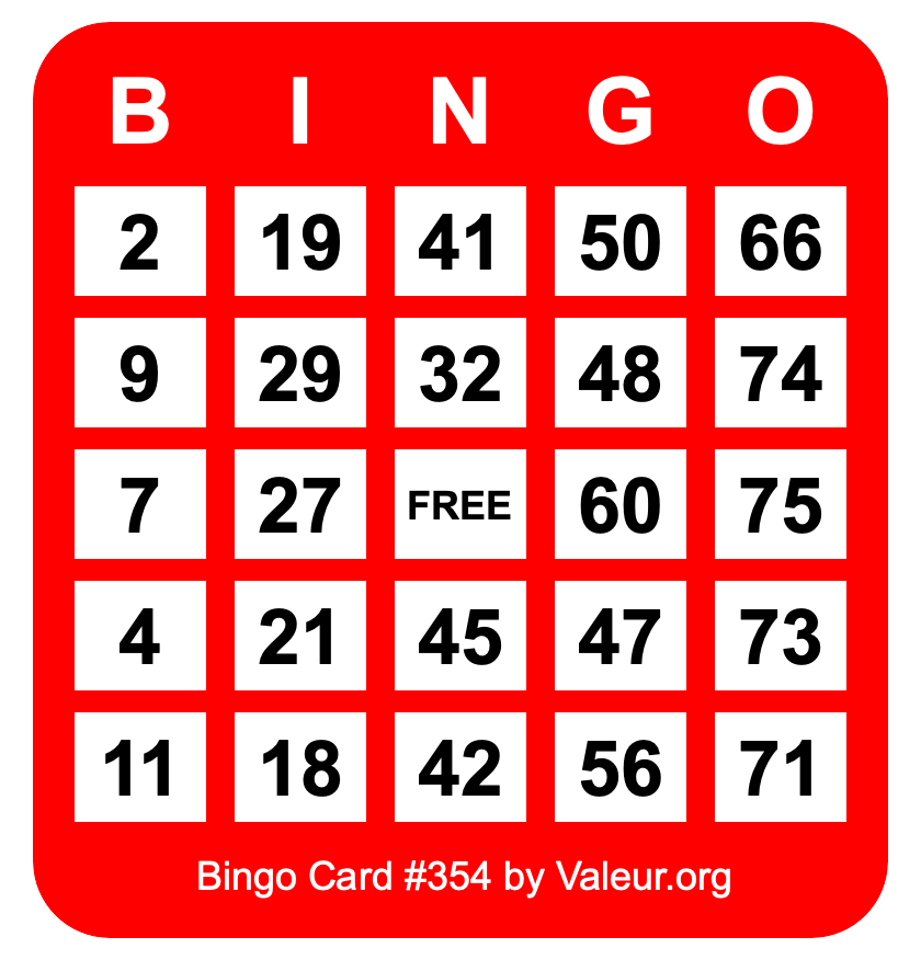 Bingo Card #354