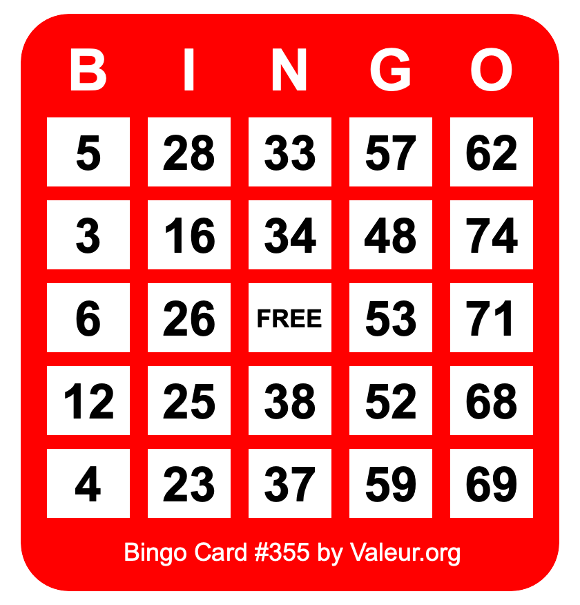 Bingo Card #355