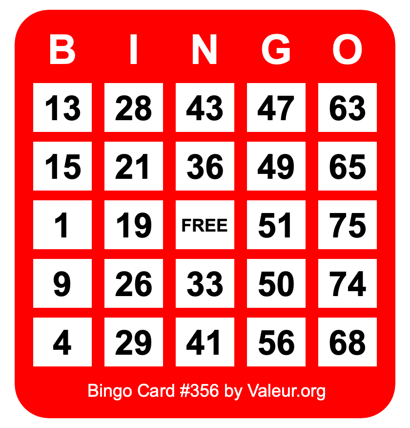 Bingo Card #356