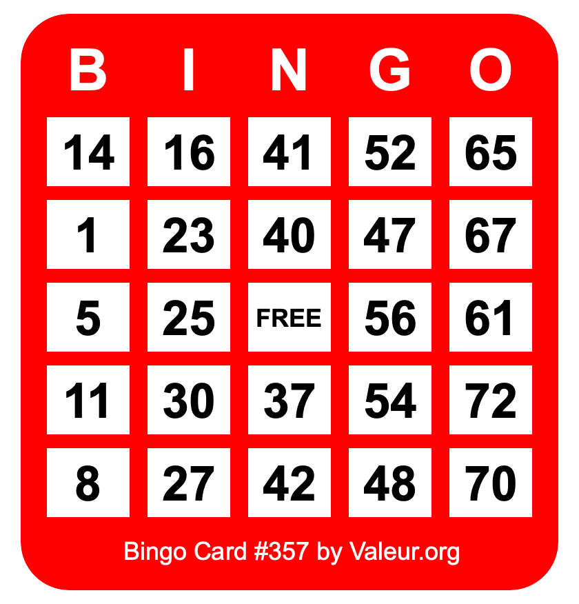 Bingo Card #357