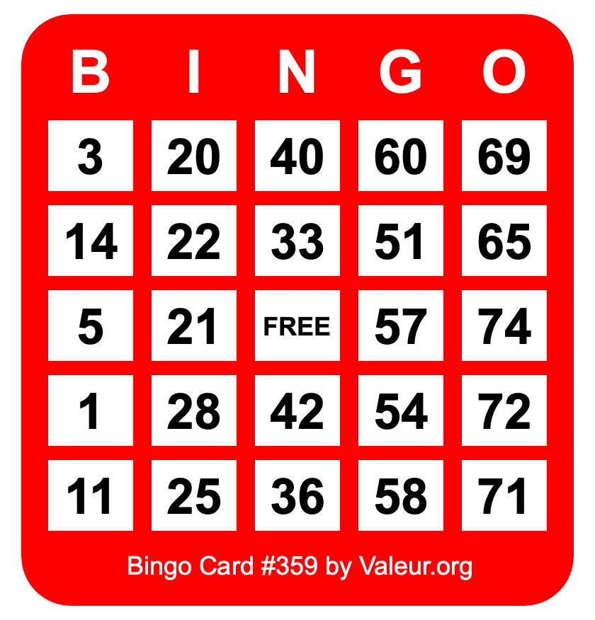 Bingo Card #359