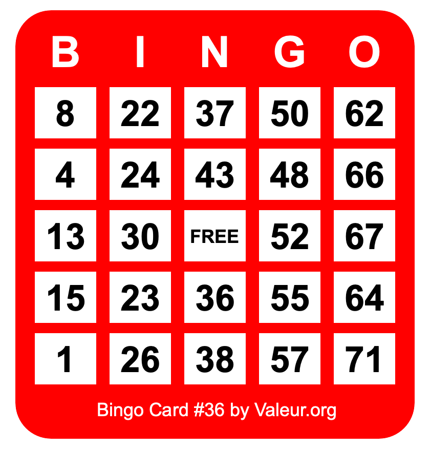 Bingo Card #36