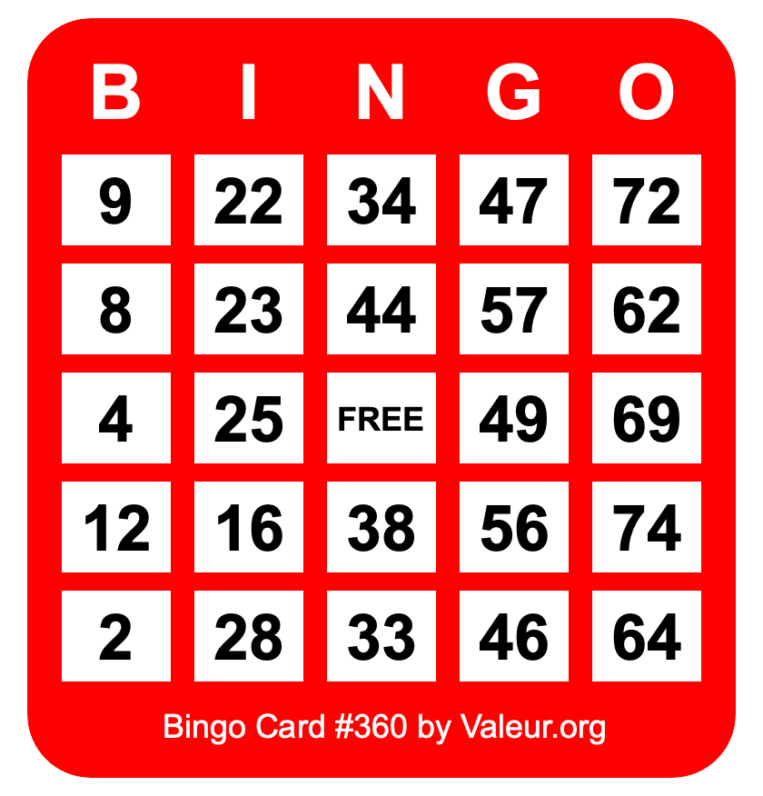 Bingo Card #360