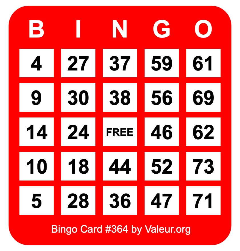 Bingo Card #364