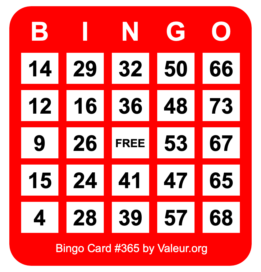 Bingo Card #365