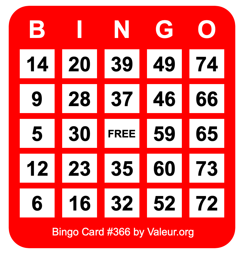 Bingo Card #366