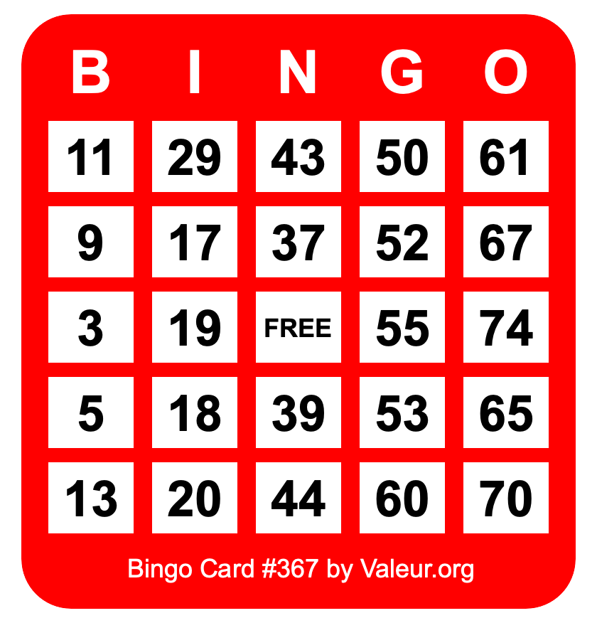 Bingo Card #367