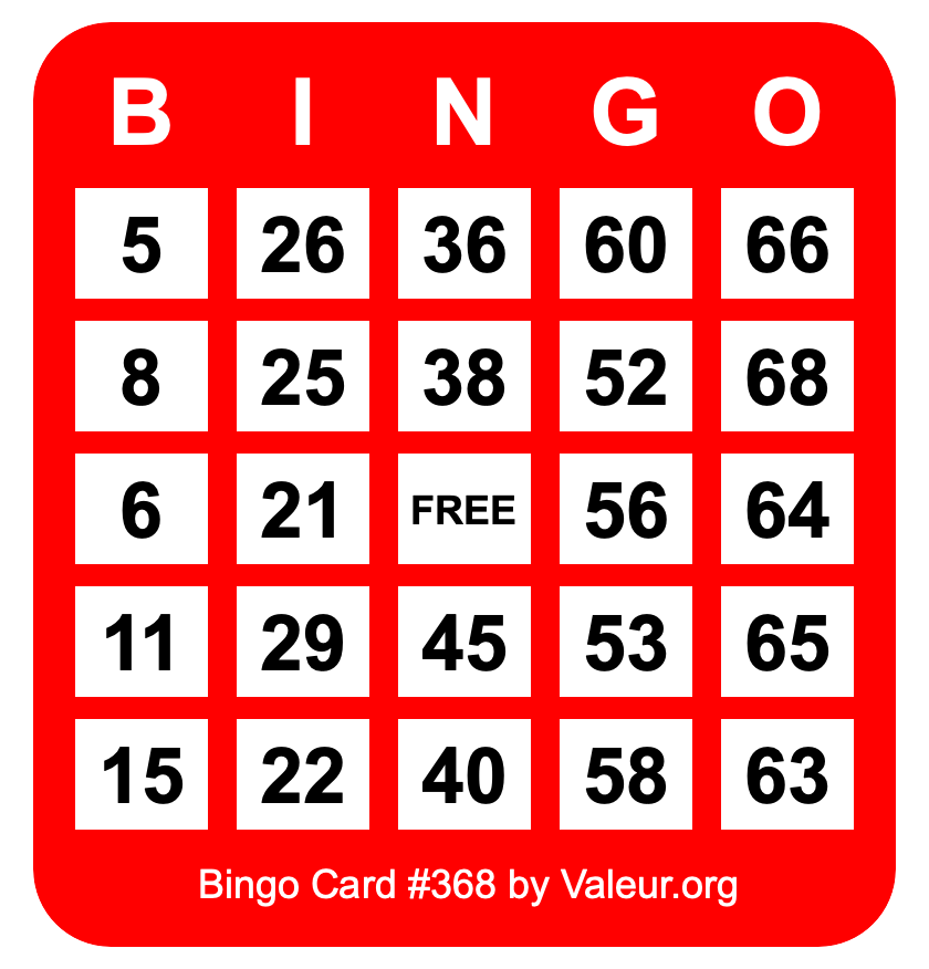 Bingo Card #368