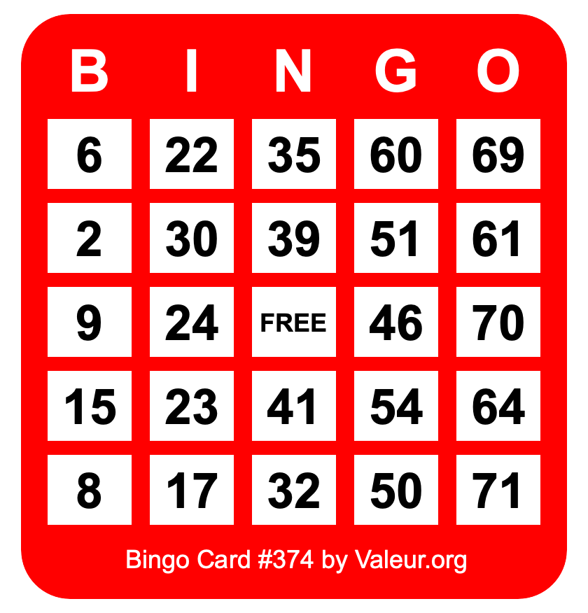 Bingo Card #374