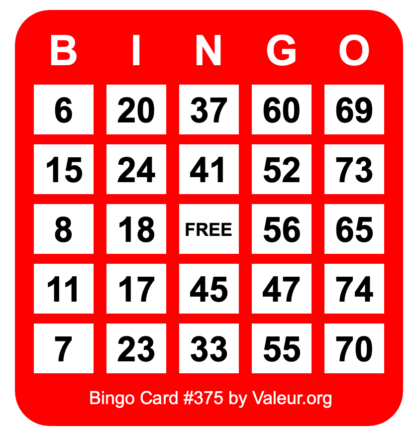 Bingo Card #375