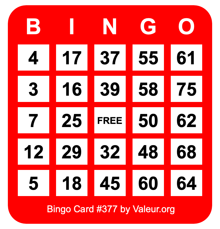 Bingo Card #377