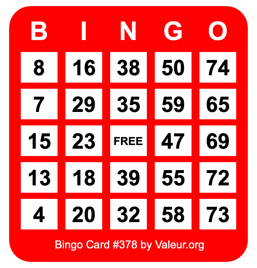 Bingo Card #378