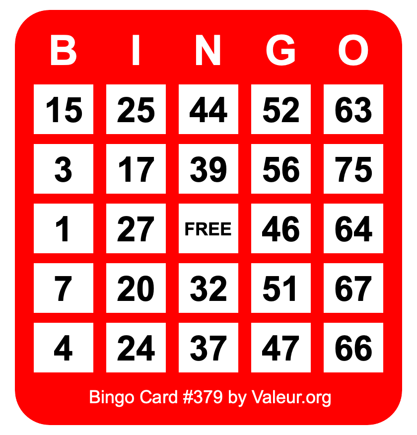 Bingo Card #379