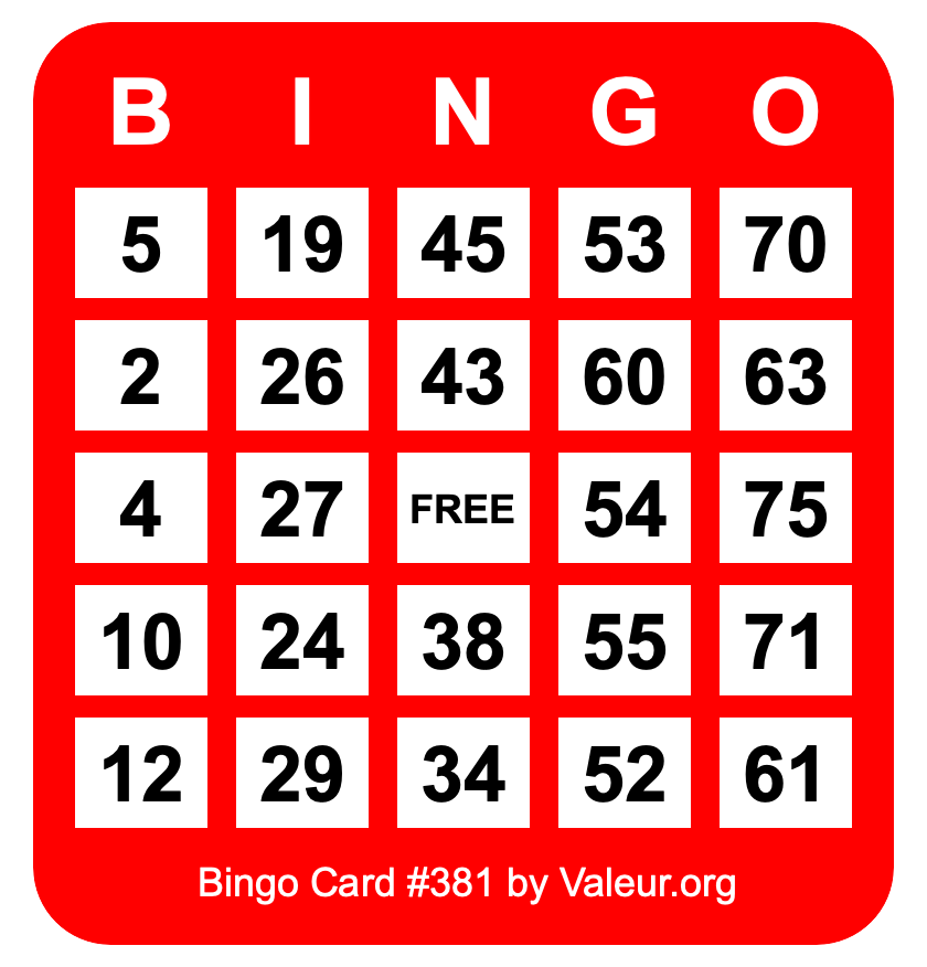 Bingo Card #381