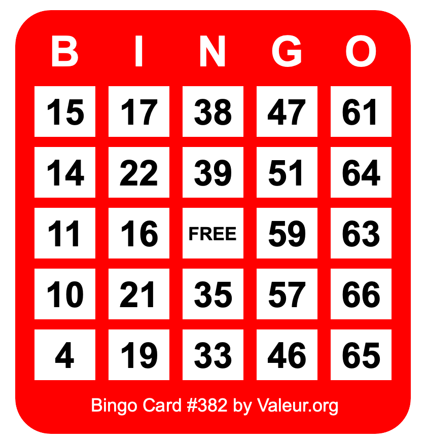 Bingo Card #382