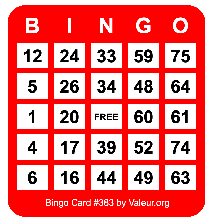 Bingo Card #383