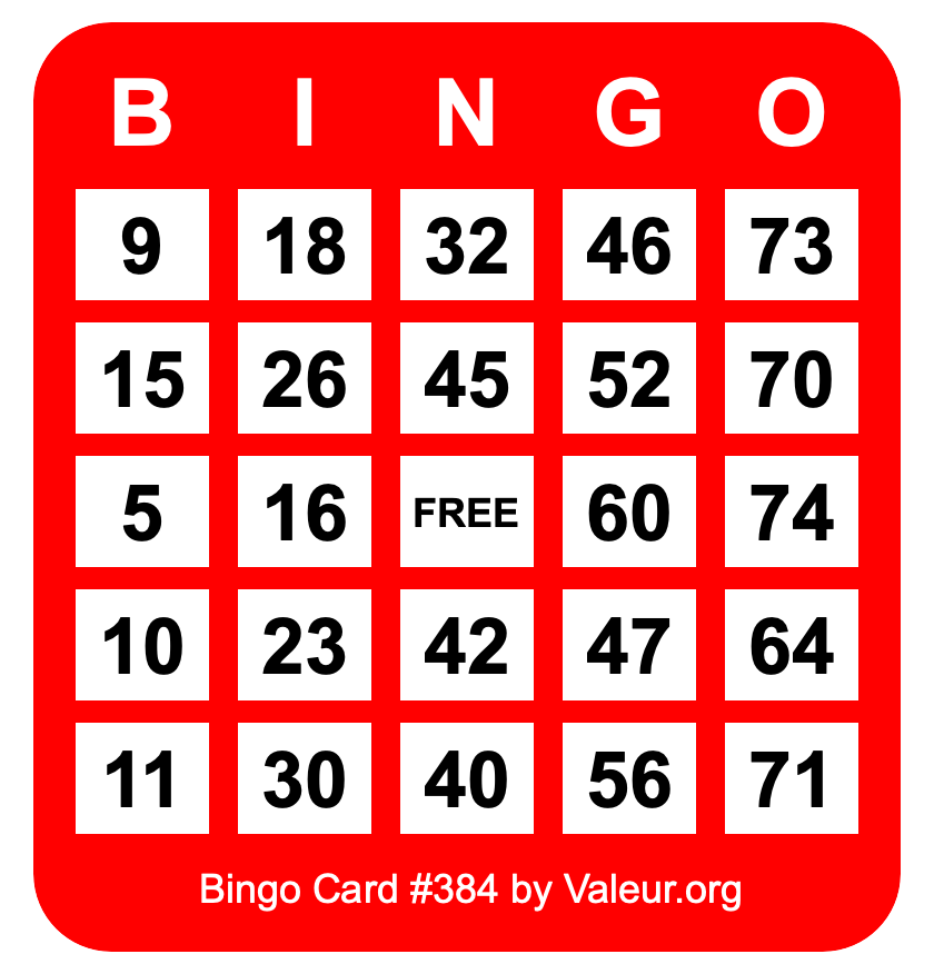 Bingo Card #384