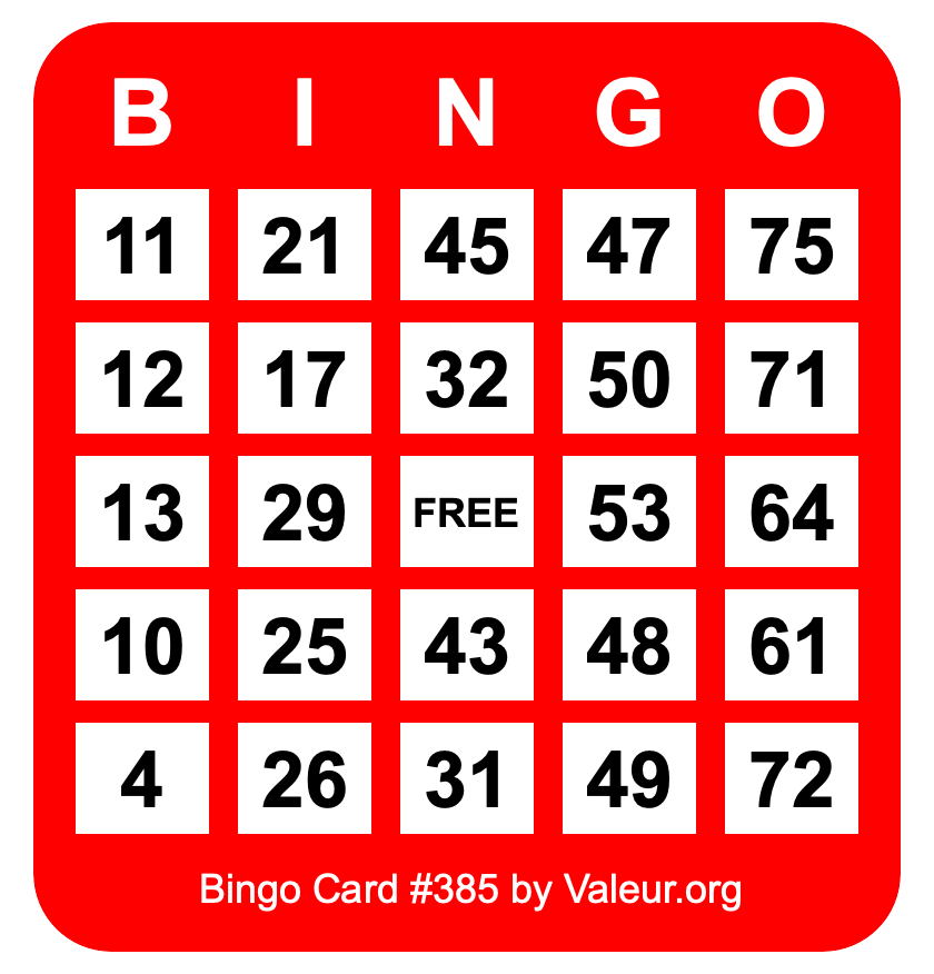 Bingo Card #385