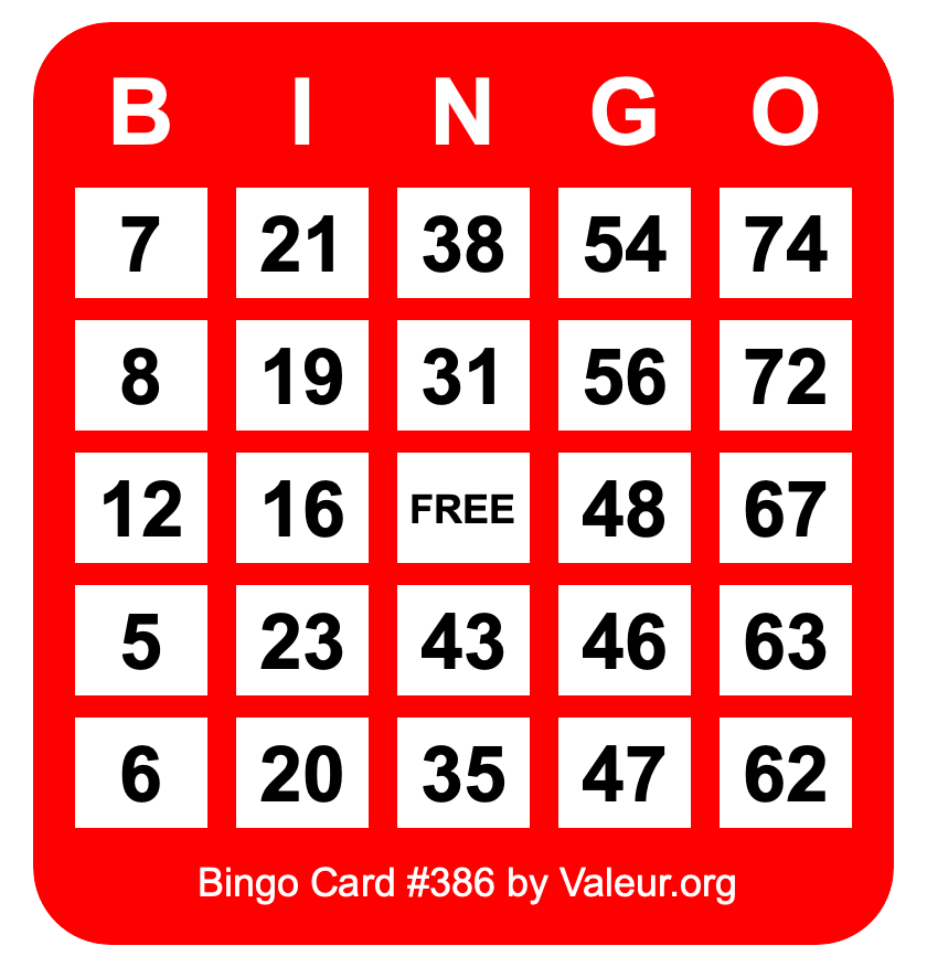 Bingo Card #386