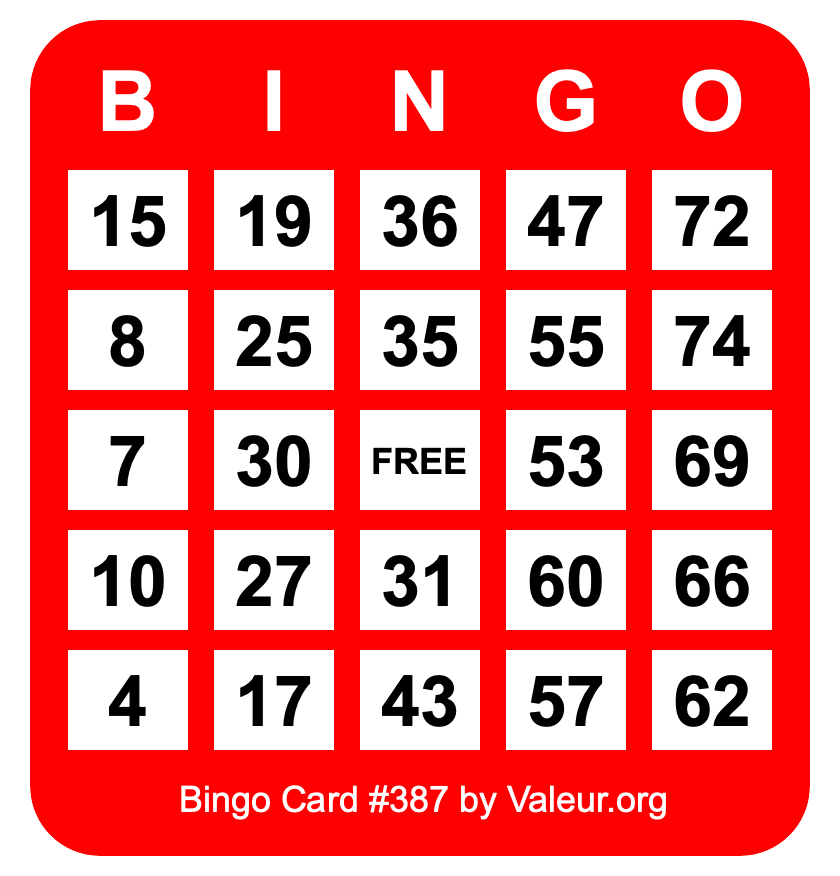 Bingo Card #387