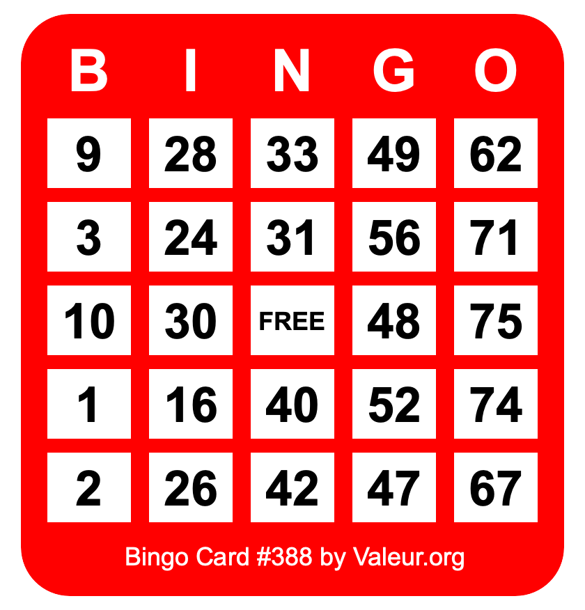 Bingo Card #388