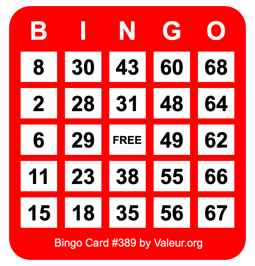 Bingo Card #389