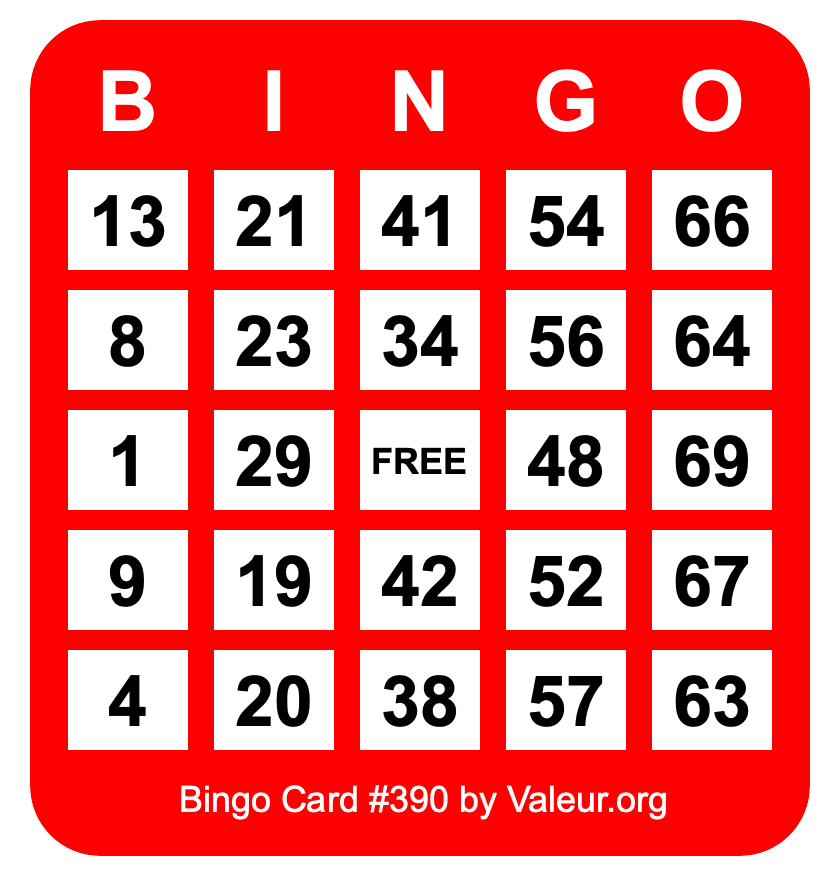 Bingo Card #390