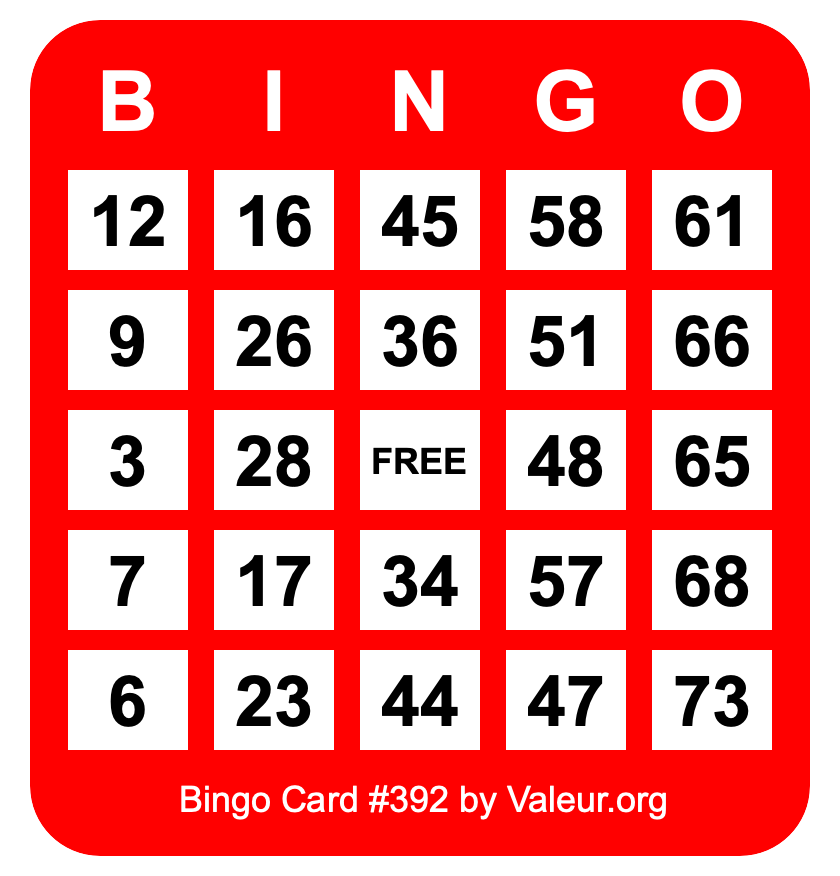 Bingo Card #392