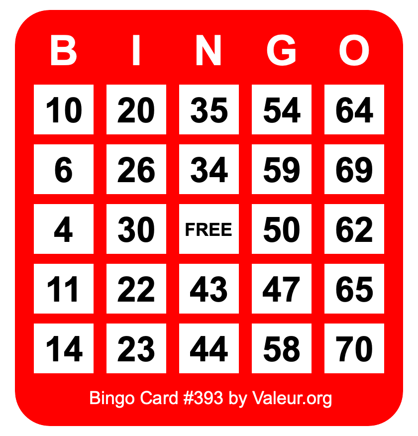 Bingo Card #393