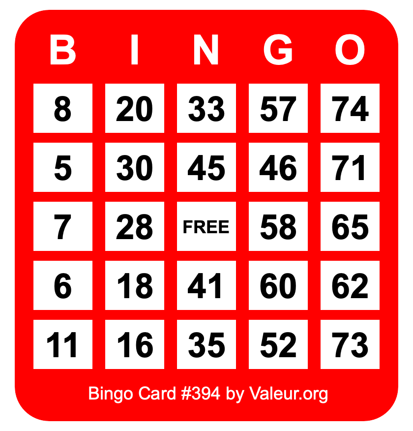 Bingo Card #394