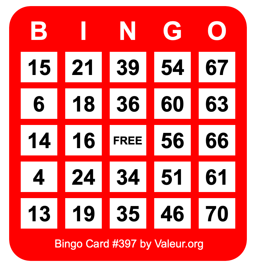 Bingo Card #397