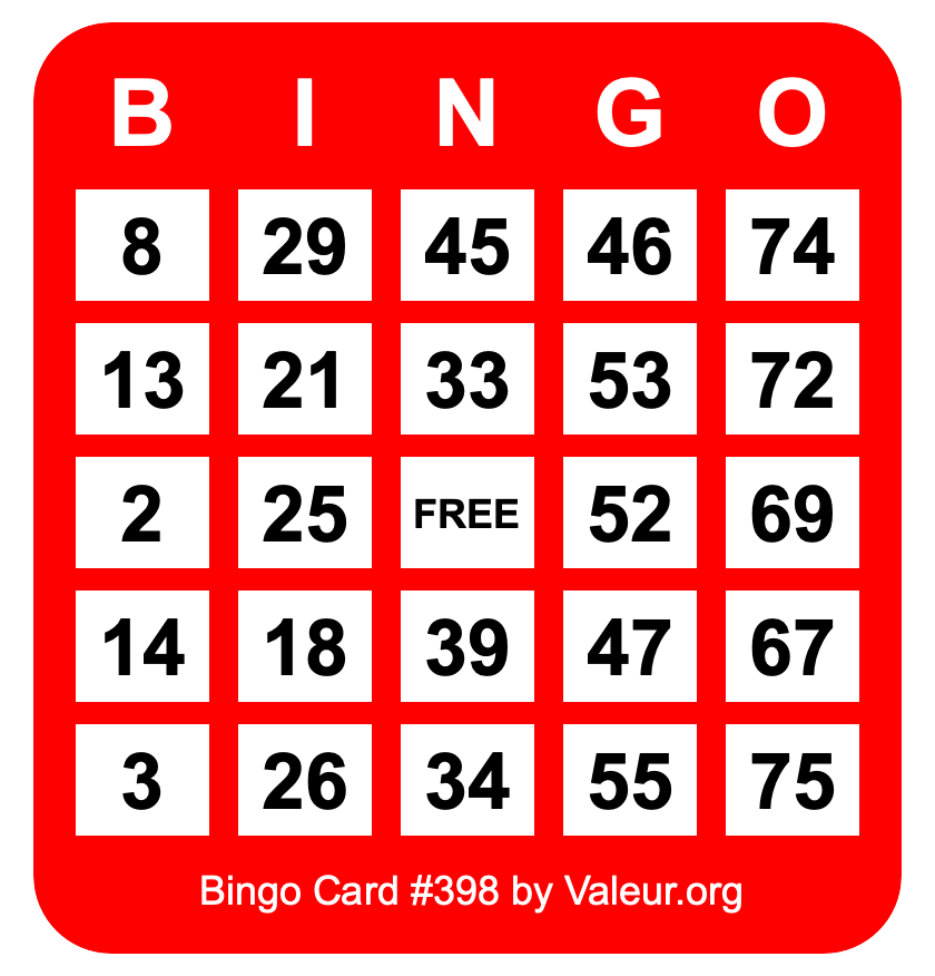 Bingo Card #398