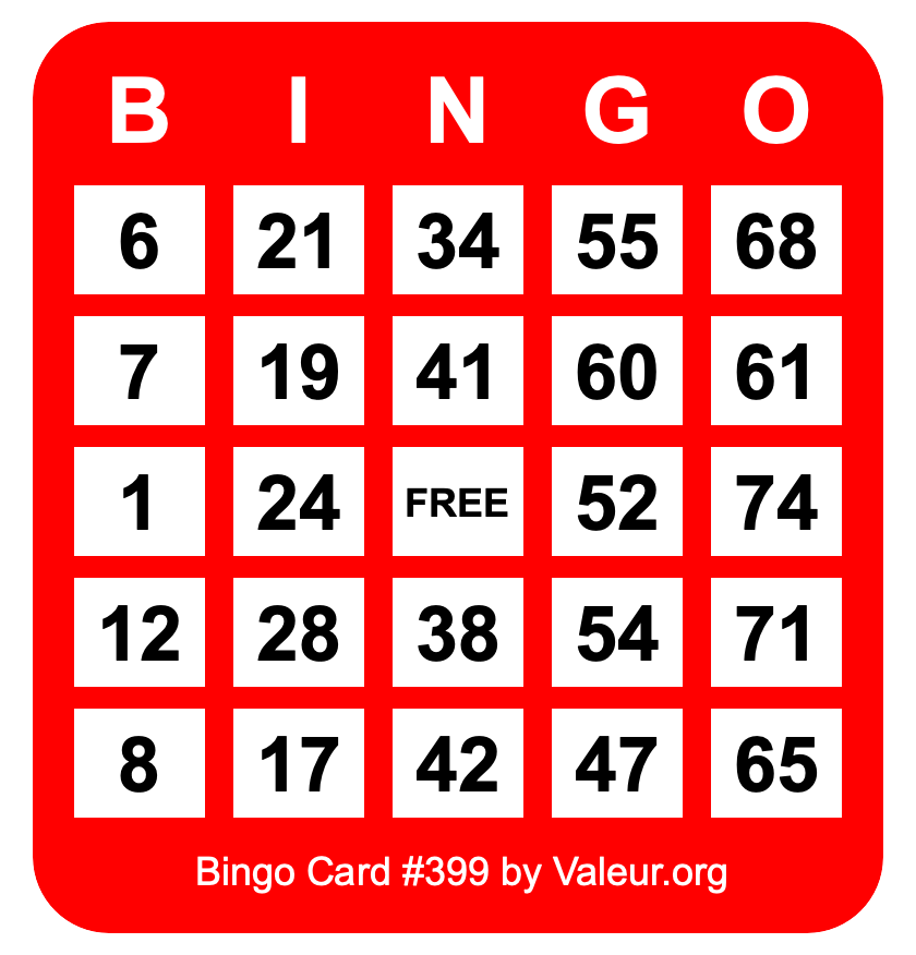 Bingo Card #399