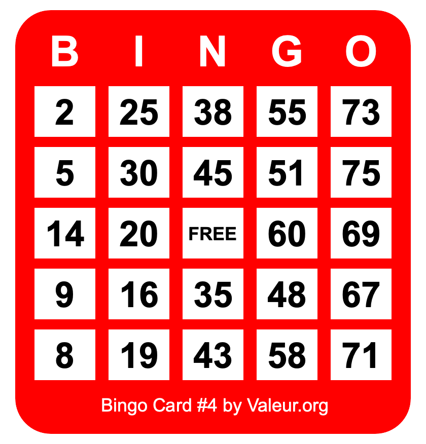 Bingo Card #4