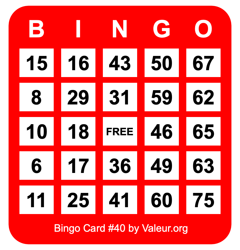 Bingo Card #40