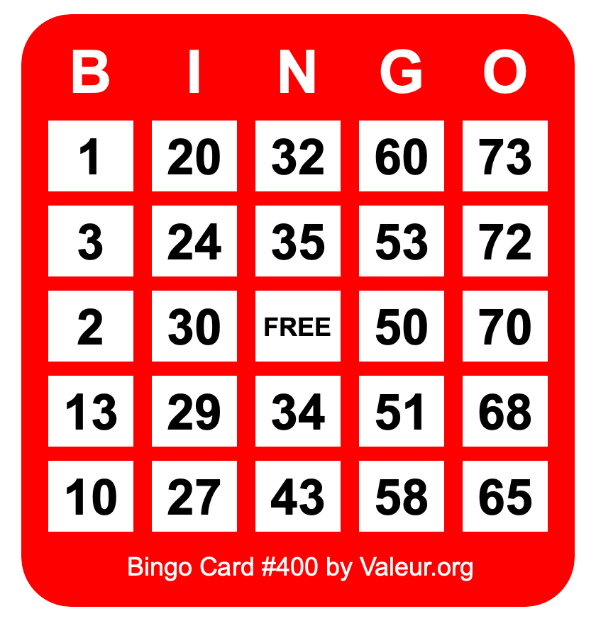 Bingo Card #400