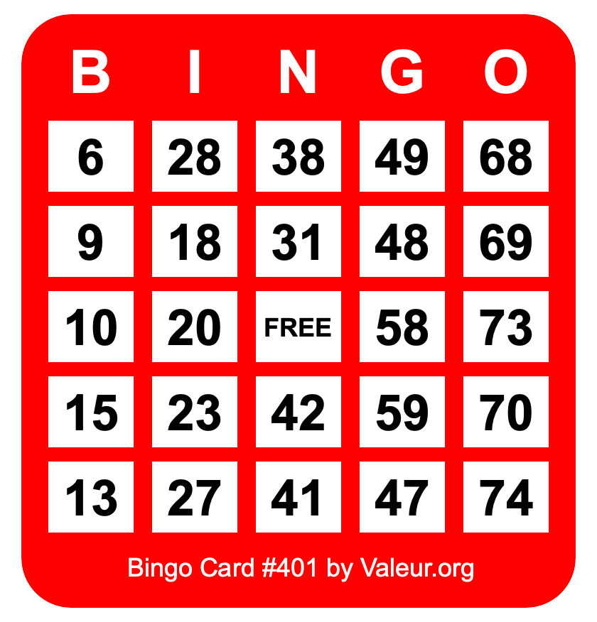 Bingo Card #401