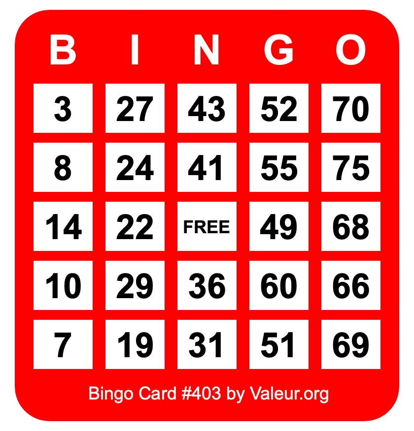 Bingo Card #403