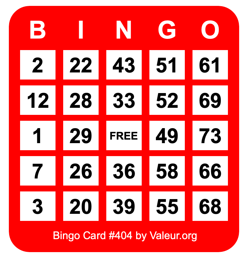 Bingo Card #404