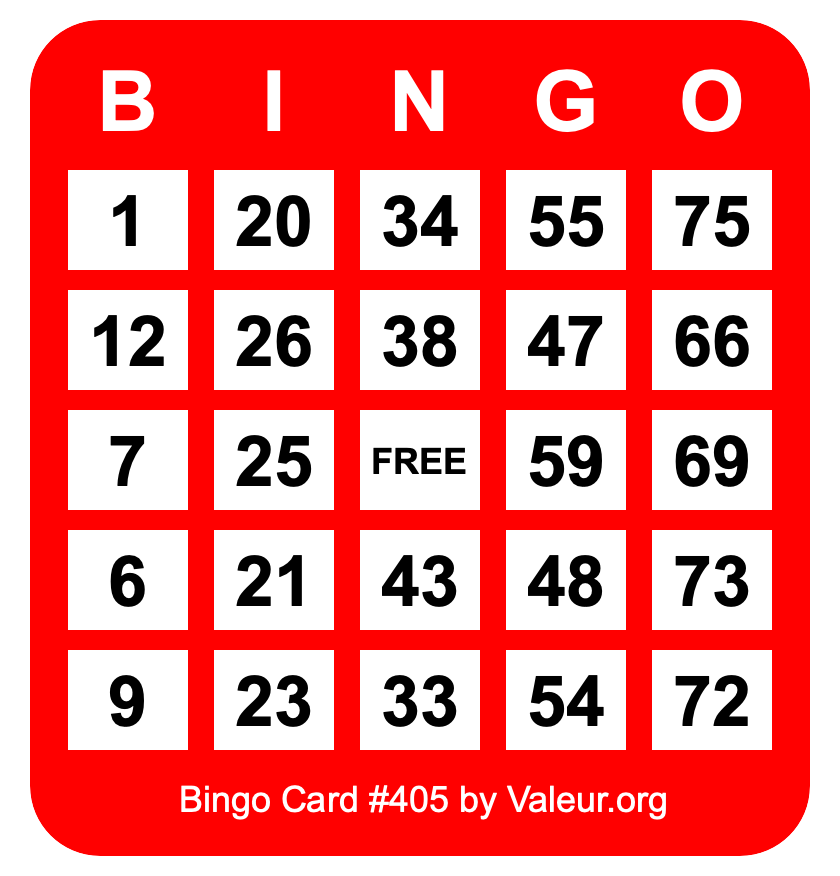 Bingo Card #405